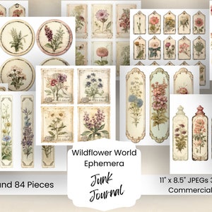 Wildflower Junk Journal Kit Junk Journal Printable Page Printable Journal Kit Journal Supplies Fussy Cut Flowers Over 84 Digital Items
