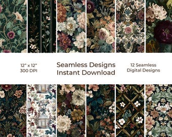 Moody Victorian Garden Printable Junk Journal Kit, 12 Seamless Papers (Digital Download) 21