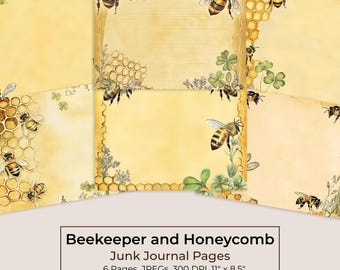 Vintage Beekeeper Junk Journal Kit, Honeycomb Pages, Cottagecore Printable (Digital Download) 34