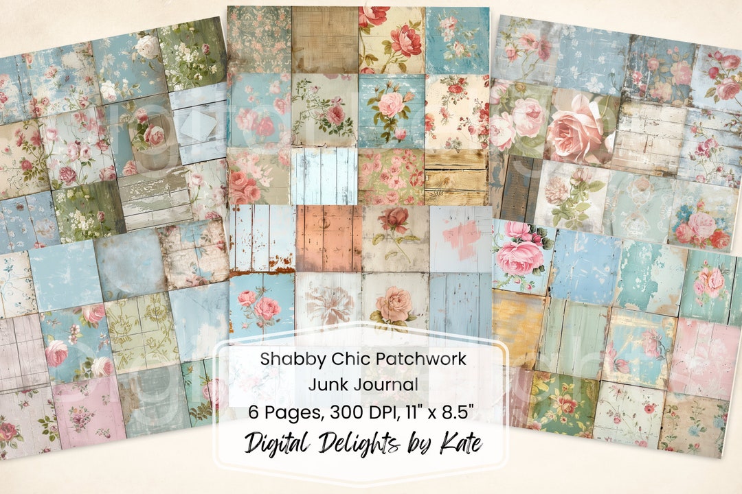 Shabby Chic Junk Journal Kit: Vintage Rose Patchwork (digital Download ...