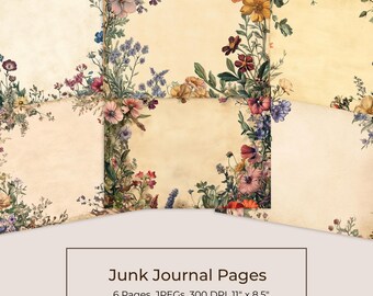 Vintage Wildflower Junk Journal Kit, Printable Botanical Pages (Digital Download) 6