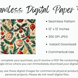 Vintage-style holiday digital art printable for gallery wall — classic wrapping paper inspired motifs in warm cream and gold tones