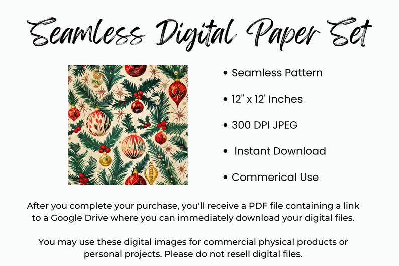 Vintage-style holiday digital art printable for gallery wall — classic wrapping paper inspired motifs in warm cream and gold tones