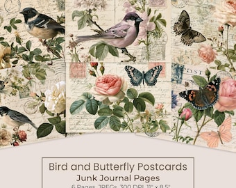 Bird and Butterfly Postcards Printable Junk Journal Kit (Digital Download) 117