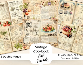 Vintage Cookbook Junk Journal Kit: Cooking Ephemera (Digital Download)