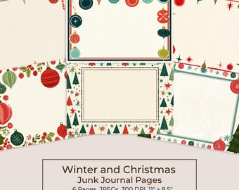 Retro Christmas Junk Journal Kit, MCM Ornaments, Printable Pages (Digital Download) 89