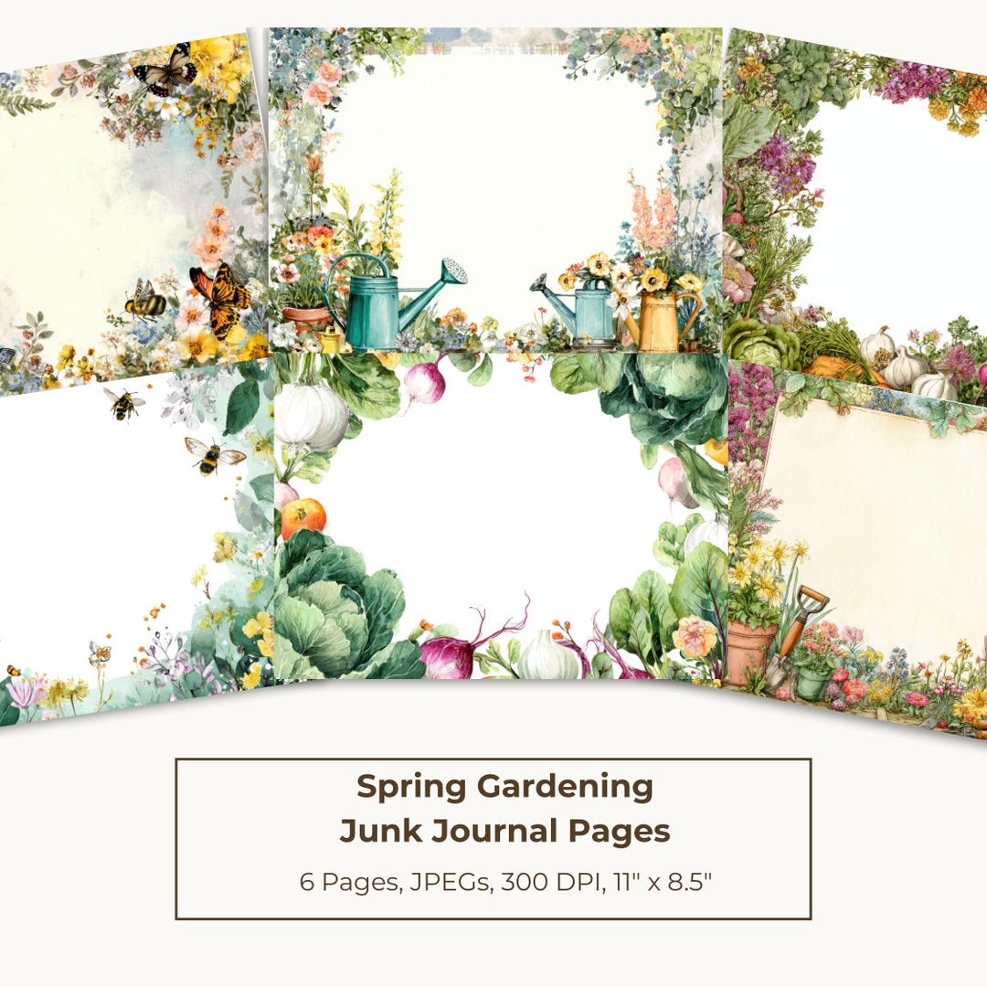 Spring Garden Junk Journal Pages – Vintage Botanical Backgrounds ...