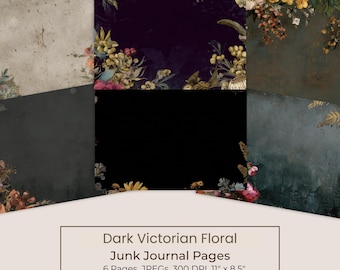 Moody Victorian Floral Junk Journal Kit, Printable Botanical Pages (Digital Download) 111