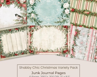 Shabby Chic Christmas Junk Journal Kit, Printable Holiday Pages (Digital Download) 104