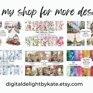 Festive vintage greeting card pattern digital print for craft room — holly berries, snowflakes, and decorative elements