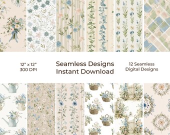 Vintage Garden Seamless Digital Paper Kit, Printable Junk Journal (Digital Download) 16