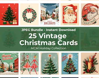 Vintage Christmas Cards Printable Junk Journal Kit, Mid-Century Holiday (Digital Download) 110