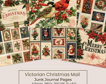 Victorian Christmas Mail Junk Journal Kit, Printable Holiday Pages (Digital Download) 124