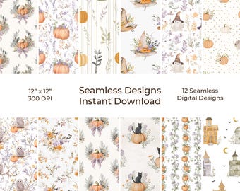 Cottagecore Halloween Junk Journal Kit, Printable Pumpkin Floral Papers (Digital Download) 9