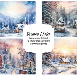 Winter Watercolor Clipart: Dreamy Christmas PNG Bundle (Digital Download)