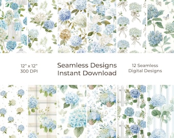 Hydrangea Seamless Digital Paper Kit, Printable Junk Journal Papers (Digital Download) 13