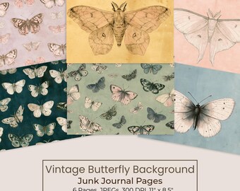 Vintage Butterfly Junk Journal Kit, Printable Nature Pages (Digital Download) 103