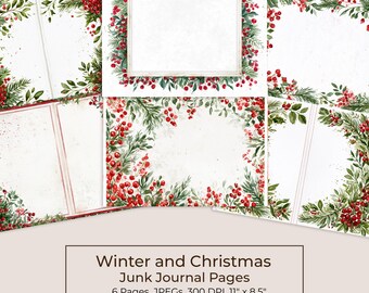 Vintage Christmas Foliage Junk Journal Kit, Printable Holiday Pages (Digital Download) 85