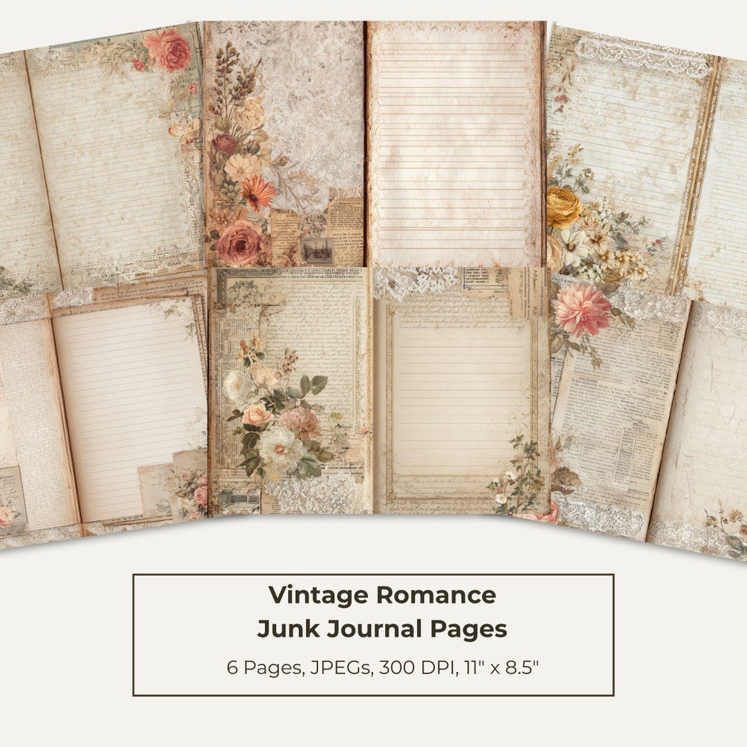 Shabby Chic Junk Journal Pages – Tea-stained, Cottagecore (digital Kit ...