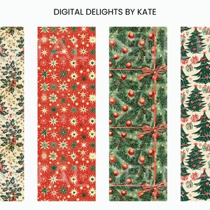 Classic holiday motif wall art printable set for bedroom — illustrated pine branches, stars, and gift boxes in warm tones
