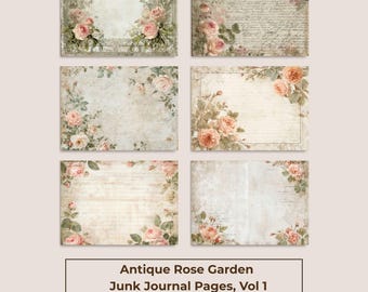 Vintage Rose Junk Journal Pages – Printable Floral Ephemera (Digital Download)