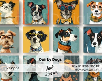 Quirky Dogs Digital Paper: Whimsical Puppy Art (Digital Download)