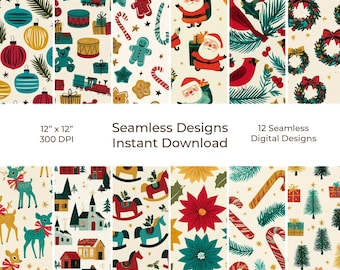 Retro Christmas Junk Journal Kit, Printable Mid-Century Digital Papers (Digital Download) 19