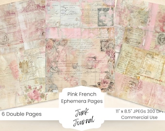 Shabby Chic French Ephemera, Printable Junk Journal Kit (Digital Download)