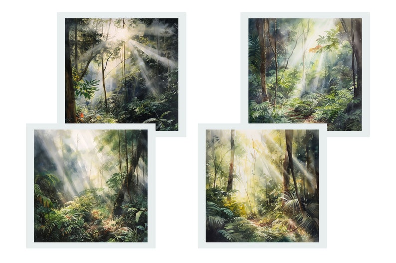 Rainforest Sunlight Digital Paper Bundle 12 PNG JPG Commercial - Etsy