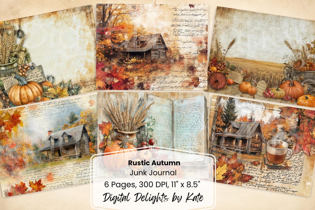 Rustic Autumn Junk Journal Pages: Vintage Fall Ephemera (digital ...
