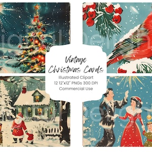 Grafica natalizia vintage Cartoline natalizie vintage di Natale Immagini di diario spazzatura Immagini natalizie in carta stampabile Carte artigianali fai-da-te