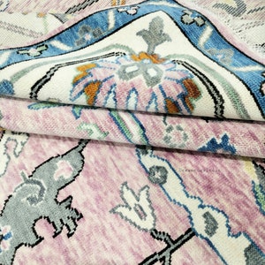Oriental Hand Knotted Oushak Rug in Pink and Cream for Living Room  in 8x10,9x12 Area Rug.