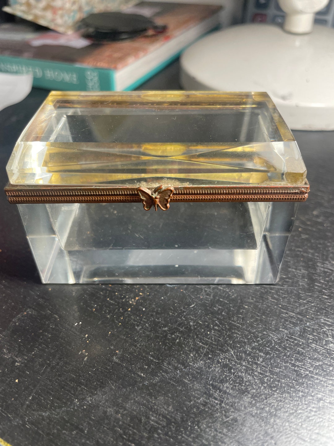 Victorian Lead Crystal Trinket Box Etsy