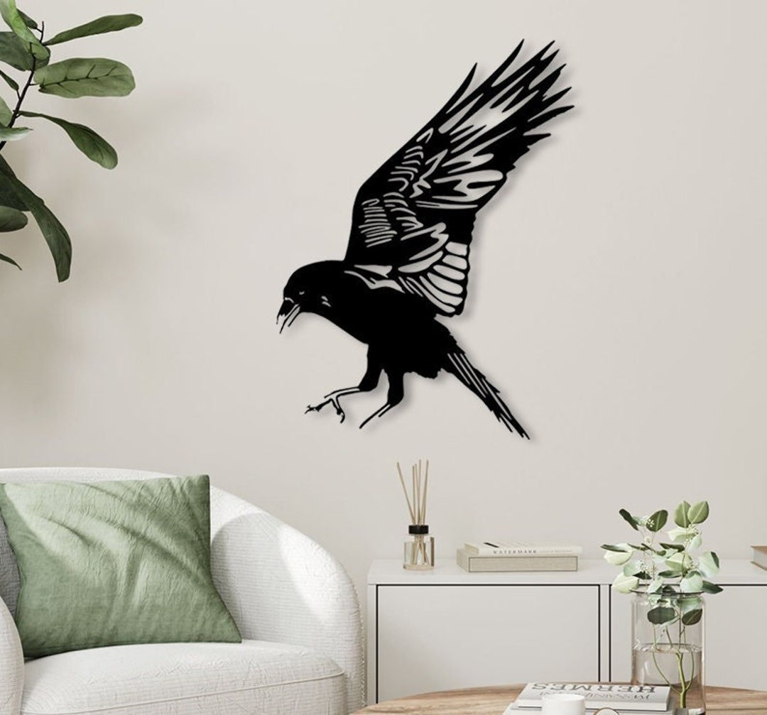 Raven Metal Wall Art Raven Wall Decor Crow Wall Decor Wire Etsy