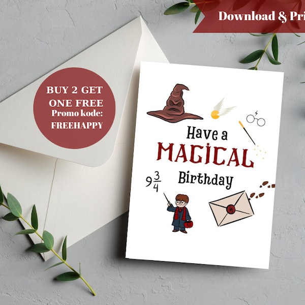 Harry Potter Birthday Card Printable , Funny birthday card for friend PDF JPG