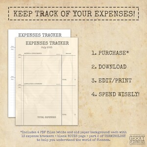 Expense Tracker Printable Template, Monthly Tracker, Business Finances ...