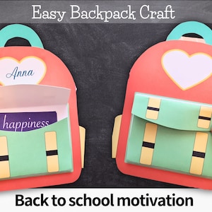 Back to school paper craft - Motivational activity - Orange Backpack Craft