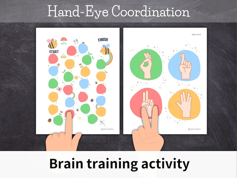 Handeye Coordination Board Game Brain Teasers & Fingers Gym Printable