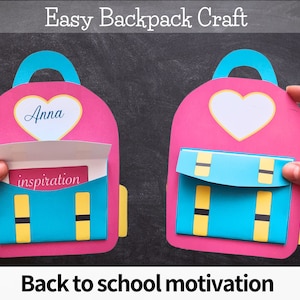Backpack craft activity to increase motivation in kids - Back to school activities - Pink Paper Backpack DIY