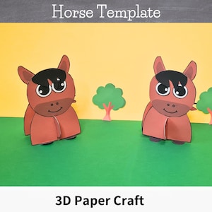 3D Paper Horse Craft Template – DIY Animal Toy (Printable)