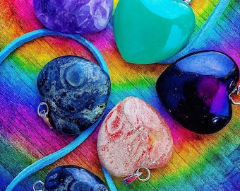 Magical Gemstone Heart necklace   Healing Crystal Pendant
