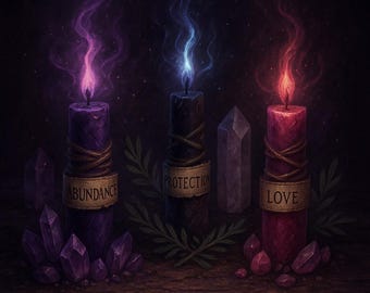 Handgemaakte spreukkaarsen Kruidenbescherming Love Abundance
