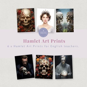 6 Hamlet Kunstdrucke für Lehrer & Leseratten Digital Download Shakespeare Art Print 10x15 cm Hamlet Fanart Postkarte Sofort Download Drucke