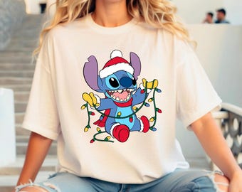 Lilo And Stitch Christmas Graphic Tee, Disney Holiday Shirt