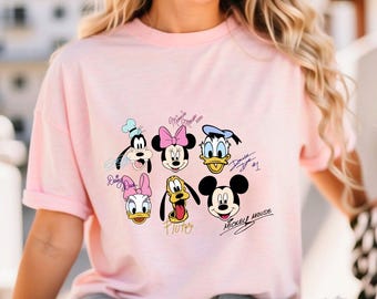 Mickey and Friends Signatures Shirt, Disney Mouse Head Tee, Mickey and Co Gift, Disney Shirt, Magical Sweatshirt, Disney Characters T-Shirt