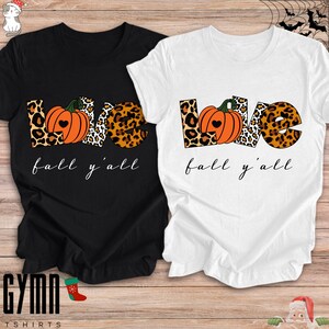 Leopard Print Fall Shirt, Thanksgiving,Hello Pumpkin, Love Fall Y&#39;All Shirt, Fall Vibes, Peace Love Thanksgiving, Family Thanksgiving Shirt