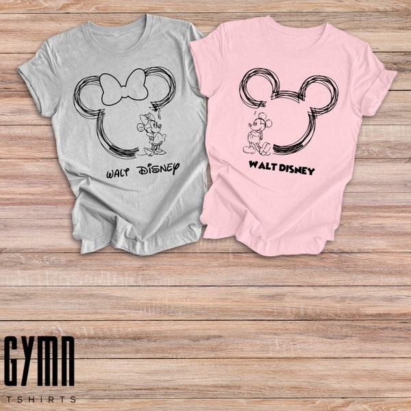 Family Disneyworld Shirt, Disney Family Shirt, Mickey Couple Shirt, Mickey Sketch Shirt, Minnie Women Shirt, Disneyworld Trip Shirt