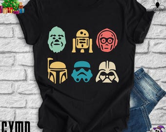 Retro Star Wars Character Tee, Disney Family Vacation Shirt
