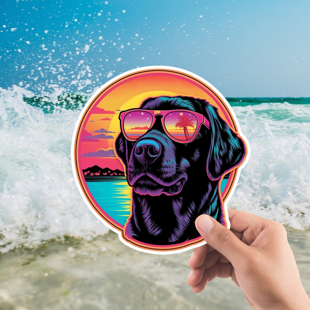 Labrador Retriever Sticker, Black Lab Sticker, Lab in Sunglasses ...