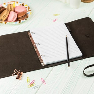 Diário de fichário de couro A5, caderno de couro recarregável, diário de viagem, organizador de couro personalizado, fichário de couro, presente de luxo